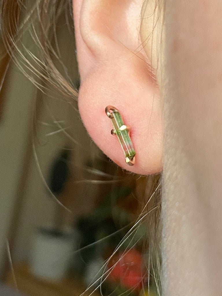 Watermelon Tourmaline Stud Earrings