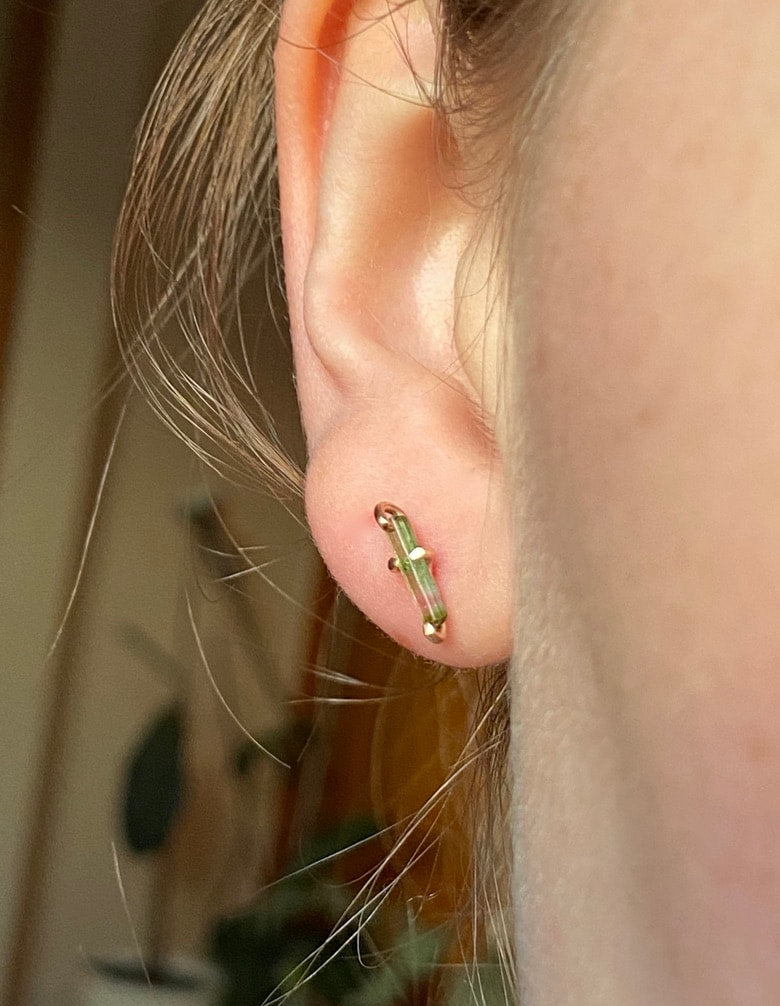 Watermelon Tourmaline Stud Earrings