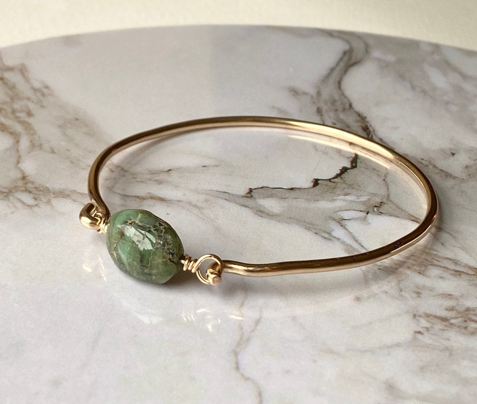 Raw Emerald Bangle Bracelet