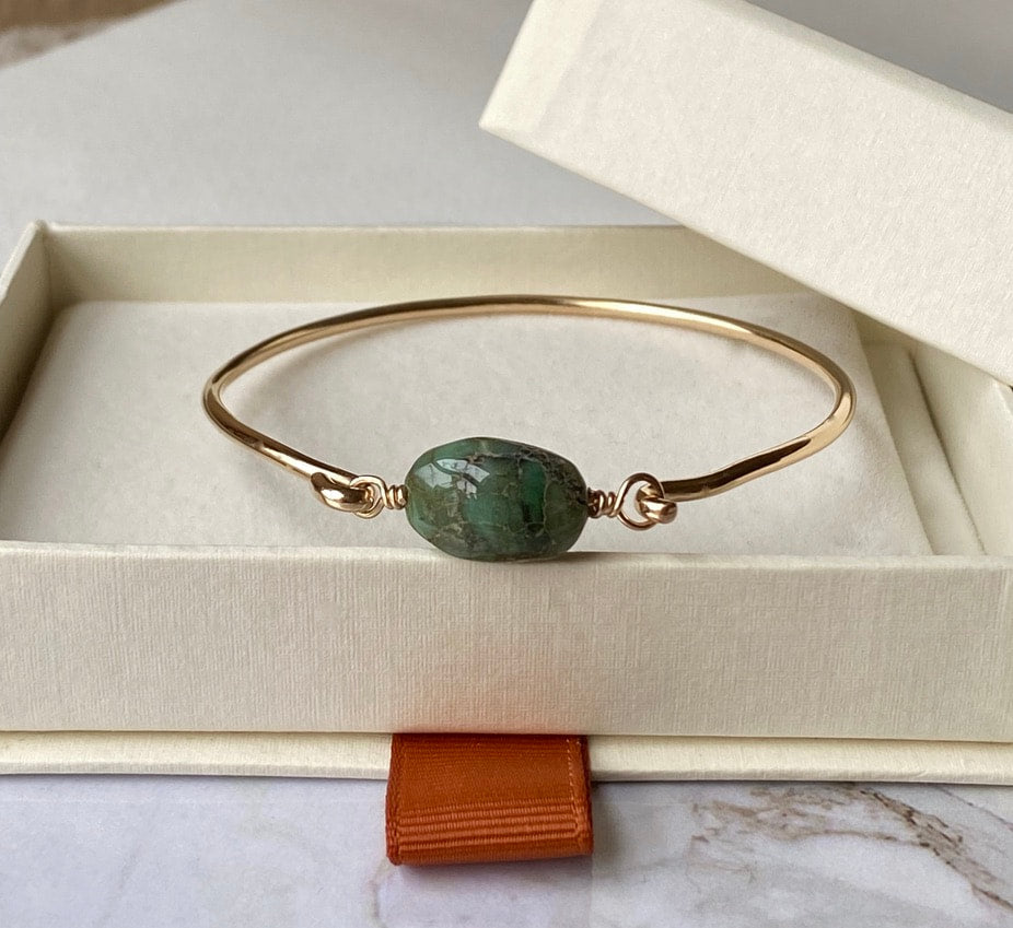Raw Emerald Bangle Bracelet