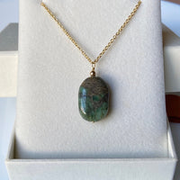 Raw Emerald Pendant Necklace, May Birthstone Necklace
