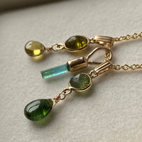 Raw Blue Green Indicolite / Paraiba Tourmaline Pendant Necklace, October Birthstone Pendant Necklace, 14k Gold