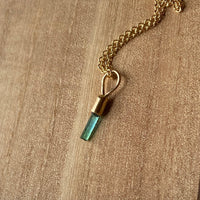 Raw Blue Green Indicolite / Paraiba Tourmaline Pendant Necklace, October Birthstone Pendant Necklace, 14k Gold