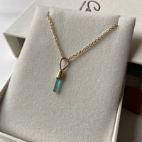 Raw Blue Green Indicolite / Paraiba Tourmaline Pendant Necklace, October Birthstone Pendant Necklace, 14k Gold
