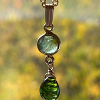 Forest Green Tourmaline Pendant Necklace, October Birthstone Necklace