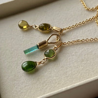 Forest Green Tourmaline Pendant Necklace, October Birthstone Necklace