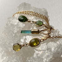 Forest Green Tourmaline Pendant Necklace, October Birthstone Necklace