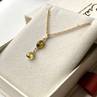 Olive Green Tourmaline Pendant Necklace, October Birthstone Necklace