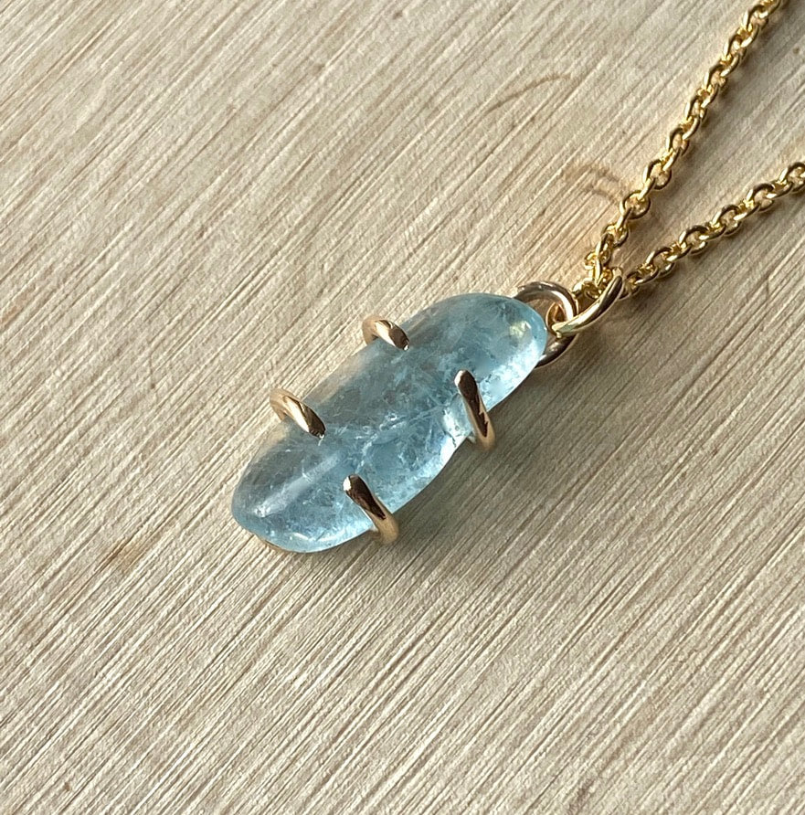 Brazilian Santa Maria Blue Aquamarine Pendant Necklace