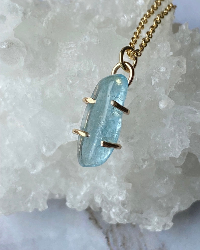 Brazilian Santa Maria Blue Aquamarine Pendant Necklace