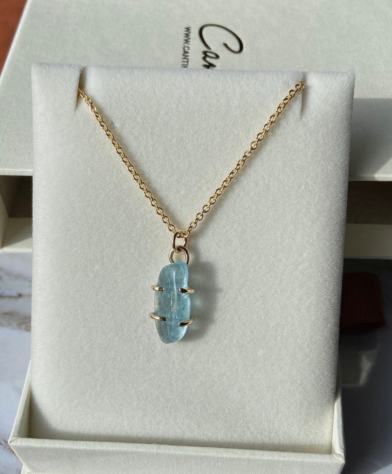 Brazilian Santa Maria Blue Aquamarine Pendant Necklace