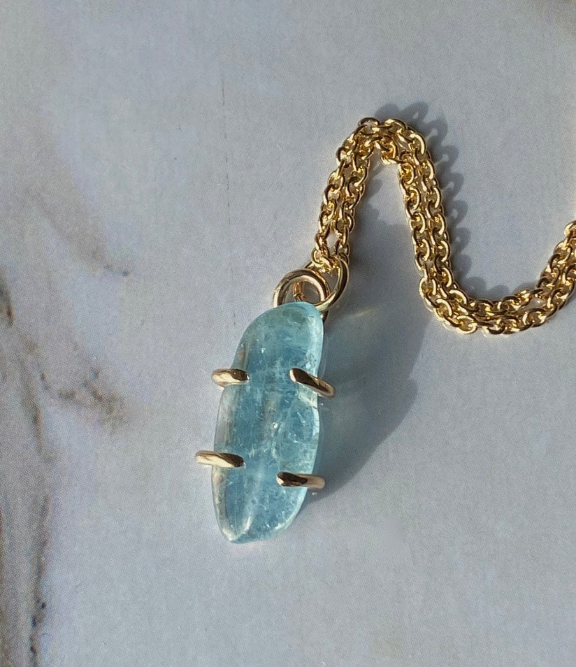 Brazilian Santa Maria Blue Aquamarine Pendant Necklace