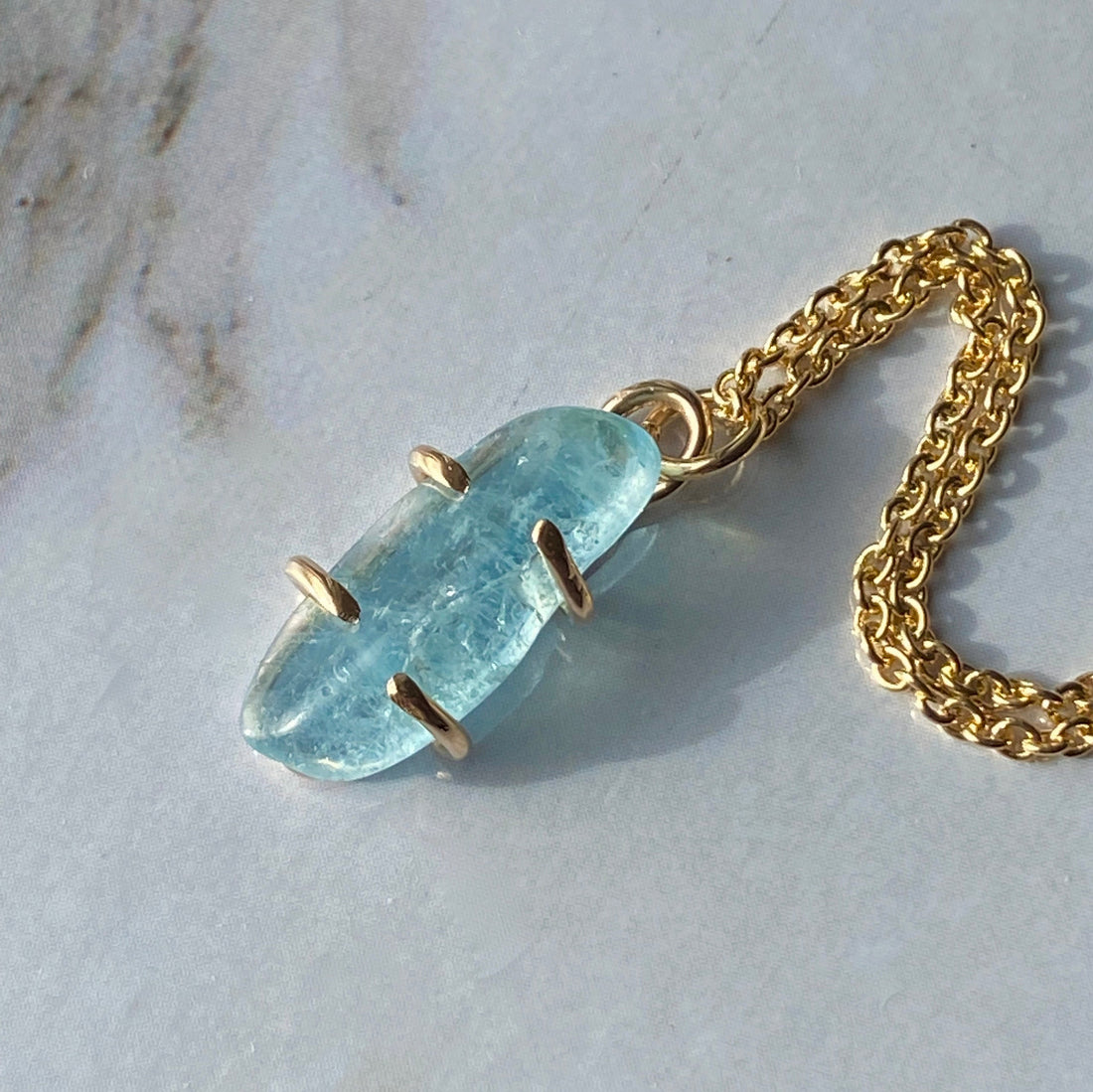 Brazilian Santa Maria Blue Aquamarine Pendant Necklace