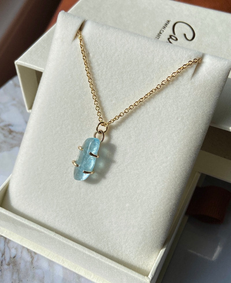 Brazilian Santa Maria Blue Aquamarine Pendant Necklace