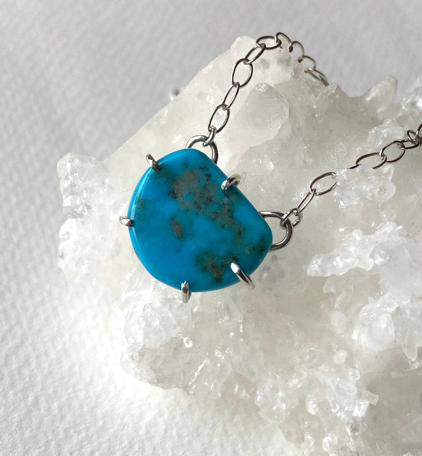 Raw Arizona Turquoise Pendant Necklace, December Birthstone