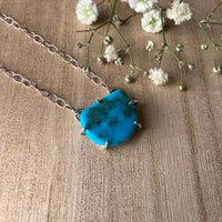 Raw Arizona Turquoise Pendant Necklace, December Birthstone