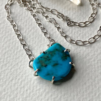 Raw Arizona Turquoise Pendant Necklace, December Birthstone