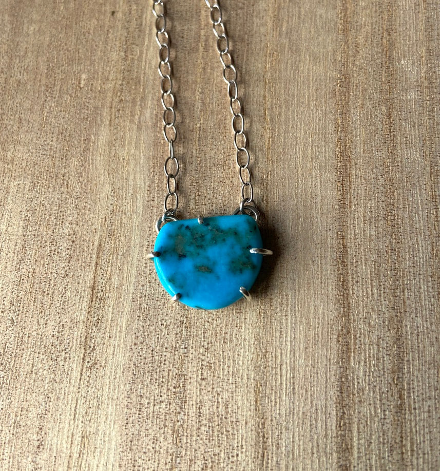Raw Arizona Turquoise Pendant Necklace, December Birthstone