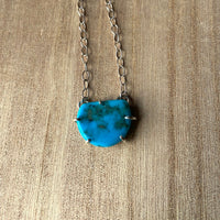 Raw Arizona Turquoise Pendant Necklace, December Birthstone