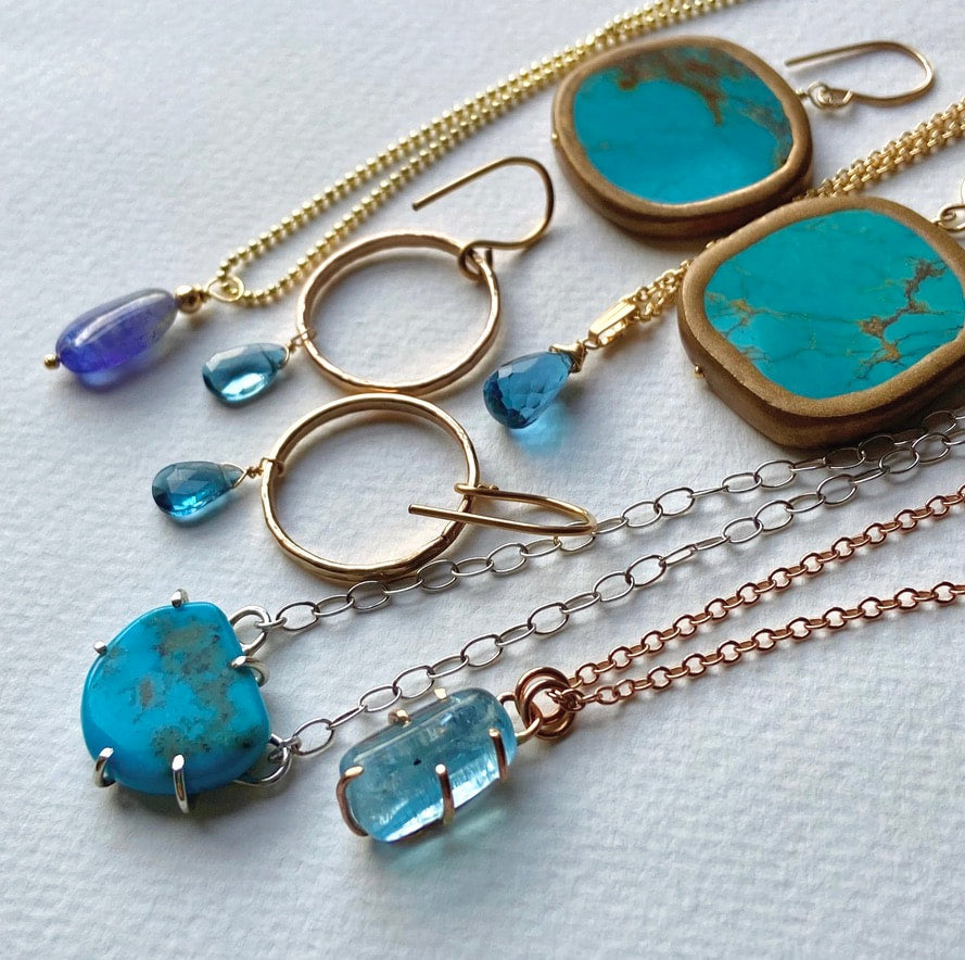 Raw Arizona Turquoise Pendant Necklace, December Birthstone