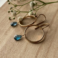 London Blue Topaz Textured Hoop Earrings, November Birthstone Earrings