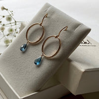 London Blue Topaz Textured Hoop Earrings, November Birthstone Earrings