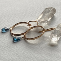 London Blue Topaz Textured Hoop Earrings, November Birthstone Earrings
