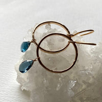 London Blue Topaz Textured Hoop Earrings, November Birthstone Earrings