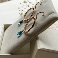 London Blue Topaz Textured Hoop Earrings, November Birthstone Earrings