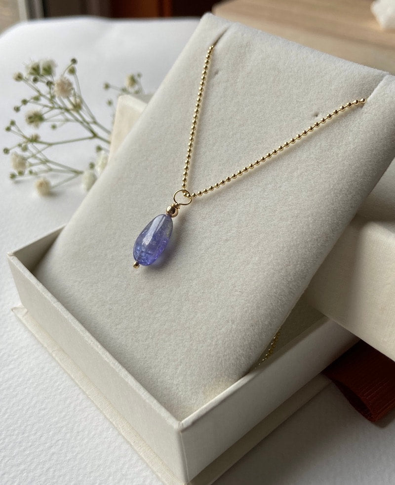 Natural Tanzanite Pendant Necklace