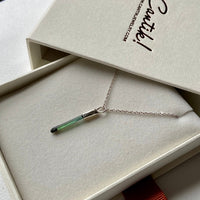 Raw Indicolite Blue Green Tourmaline Pendant Necklace, October Birthstone Pendant Necklace, Sterling Silver