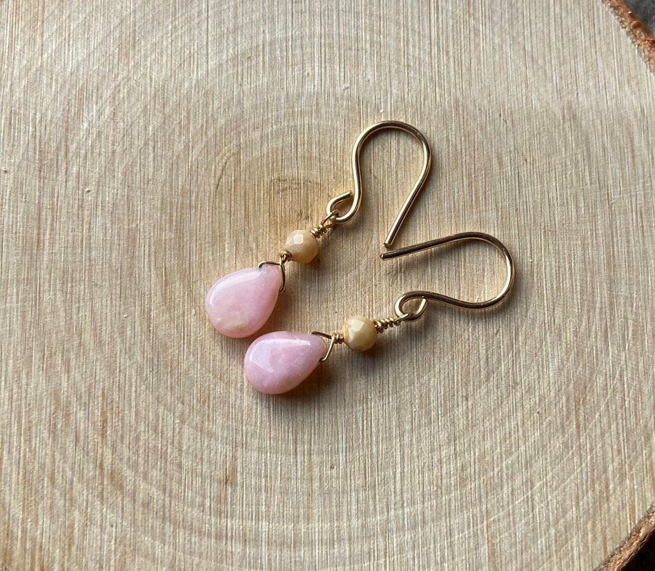 Peruvian Pink Opal Earrings