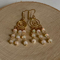 Ethiopian White Opal Earrings, October Birthstone
