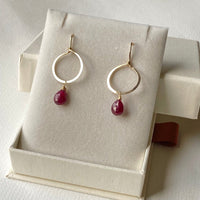 Textured Hoop Earrings with Golden Rutilated Quartz