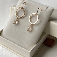 Textured Hoop Earrings with Golden Rutilated Quartz