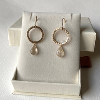 Textured Hoop Earrings with Golden Rutilated Quartz