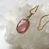 Pink Sapphire Pendant Necklace, September Birthstone Necklace