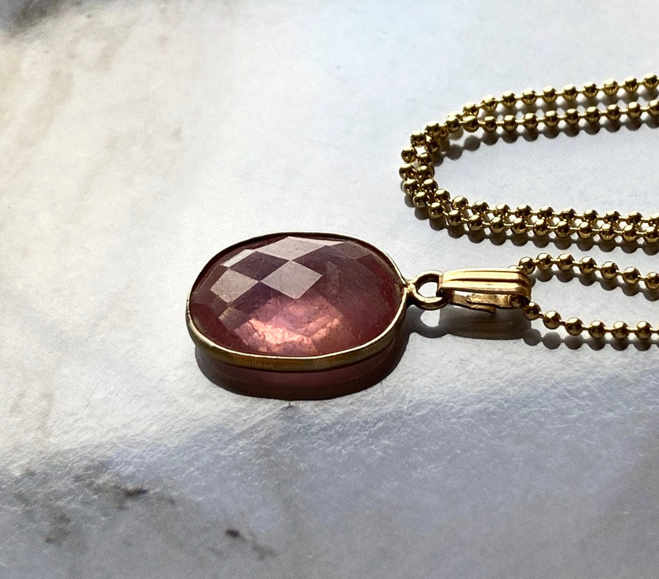 Pink Sapphire Pendant Necklace, September Birthstone Necklace