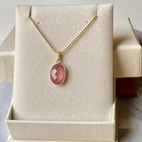 Pink Sapphire Pendant Necklace, September Birthstone Necklace