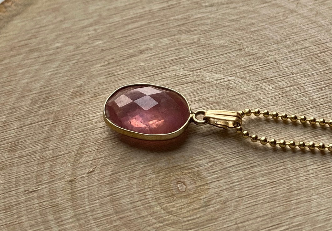 Pink Sapphire Pendant Necklace, September Birthstone Necklace
