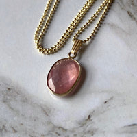 Pink Sapphire Pendant Necklace, September Birthstone Necklace
