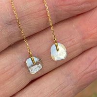 Salt and Pepper Diamond Slice Threader Earrings, 18k Gold