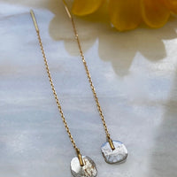 Salt and Pepper Diamond Slice Threader Earrings, 18k Gold