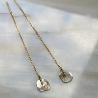 Salt and Pepper Diamond Slice Threader Earrings, 18k Gold