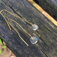 Salt and Pepper Diamond Slice Threader Earrings, 18k Gold