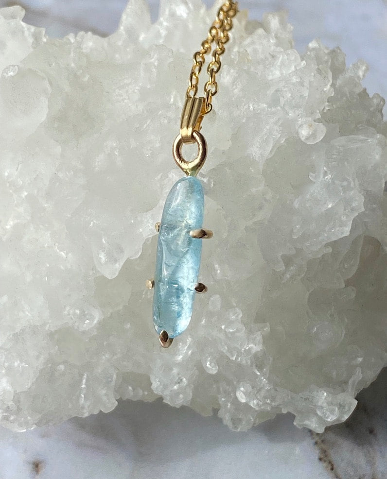 Brazilian Santa Maria Blue Aquamarine Pendant Necklace