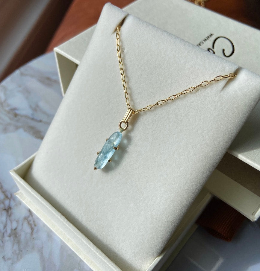 Brazilian Santa Maria Blue Aquamarine Pendant Necklace