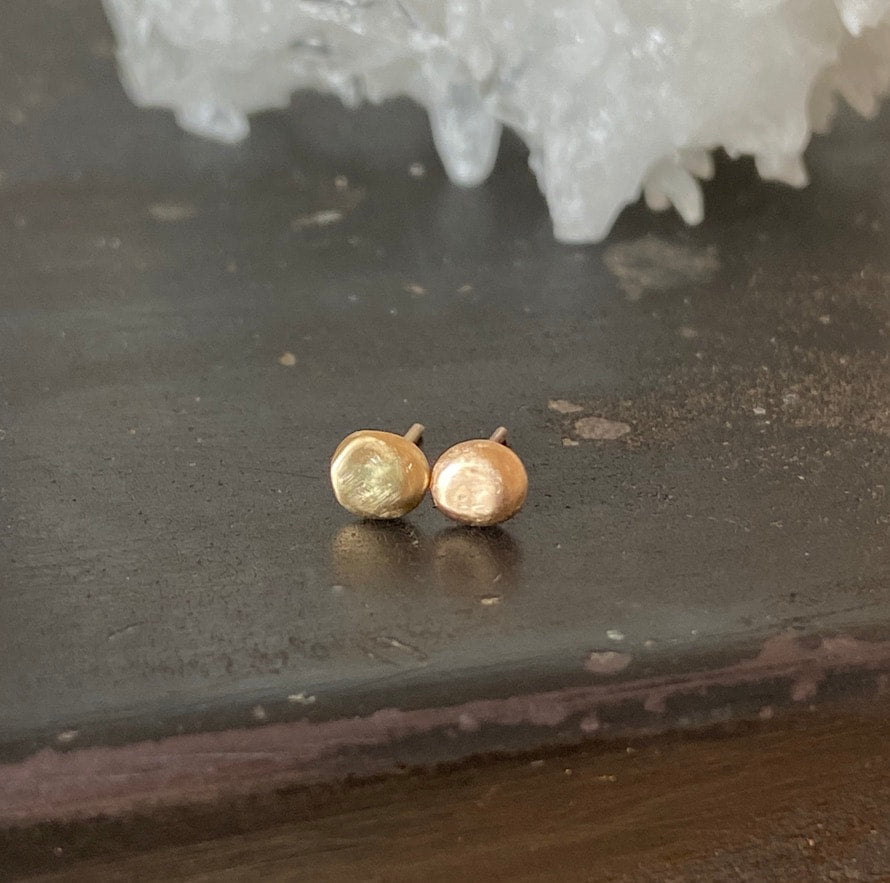 Recycled Gold Nugget Stud Earrings
