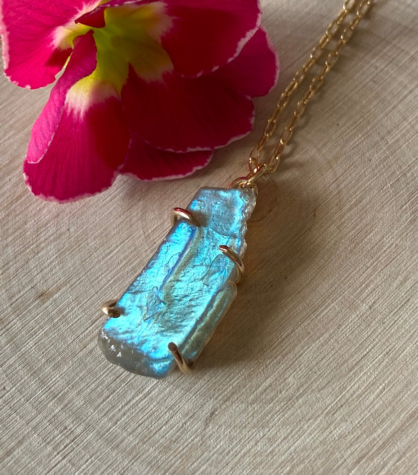 Raw Labradorite Pendant Necklace