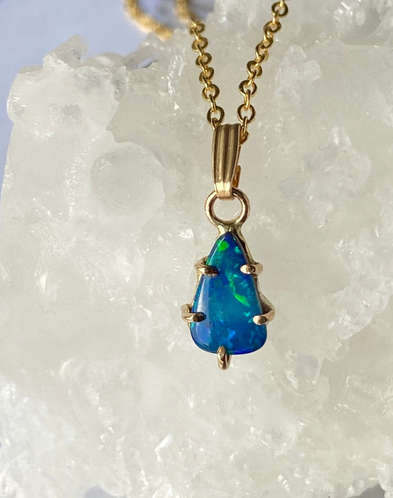 Australian Opal Pendant Necklace, October Birthstone Necklace